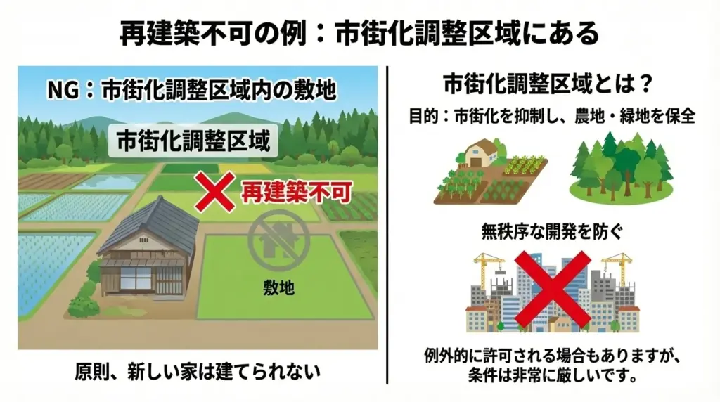 市街化調整区域にあるパターンの図解