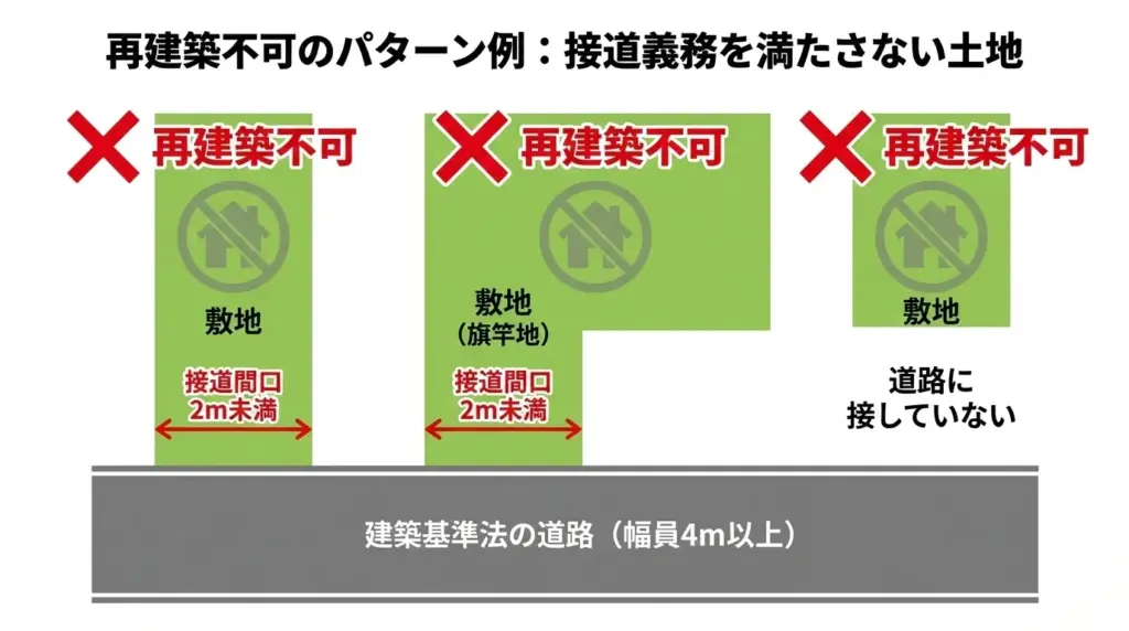 接道義務を満たしていないパターンの図解