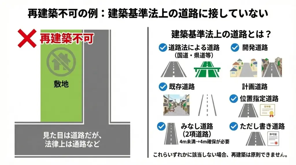 建築基準法上の道路に接していない図解